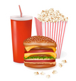 Hamburger and popcorn vector image