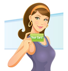 Pretty girl holding card vector image