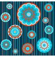 Abstract flowers in orange and turquoise vector image