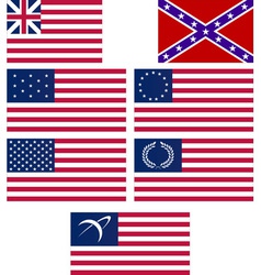 Set of american flags vector image