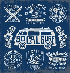 Set of Vintage Surfing Graphics and Emblems vector image