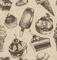Seamless pattern with ice cream and cakes vector image