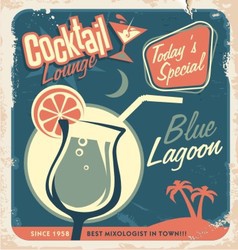 Promotional retro poster design for cocktail bar vector image