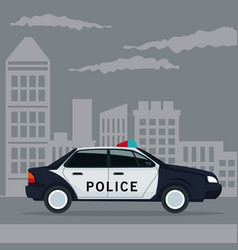 Color poster city landscape with police car vector image