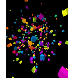 Colorful cubes burst background Colorful cubes burst background vector image