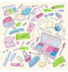 Cosmetics makeup set Royalty Free Vector Image