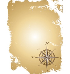 Old paper map with compass vector image