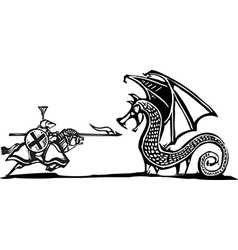 Mounted Knight and Dragon vector image