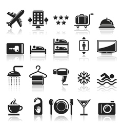 Hotel black icons set vector image