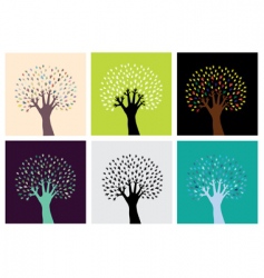 Set of abstract hand trees vector image