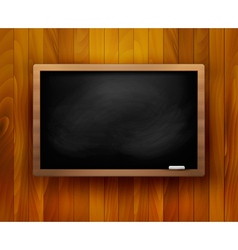 Blackboard on wooden background vector image