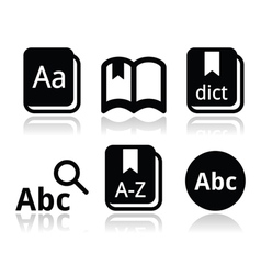 Dictionary book icons set vector image