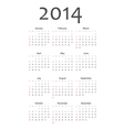Simple calendar 2014 vector image