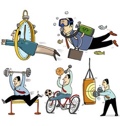 Businessmen making sport vector image