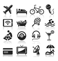 Hotel black icons set vector image