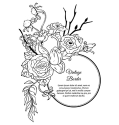 Vintage round border bouquet of flowers vector image