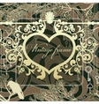 Vintage background with wrought heart frame and vector image
