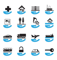 Diverse insurance icons set vector image