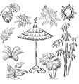 Exotic objects set outline vector image