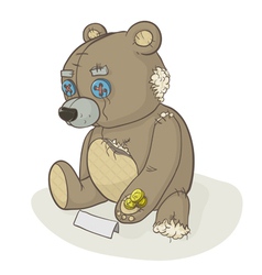 Torn beggar teddy bear vector image