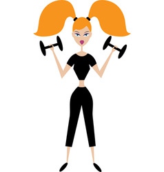 Vector redhaired girl with dumbbells vector image