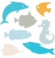 Set of fish silhouettes with simple patterns vector image