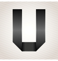Letter metal ribbon - U vector image