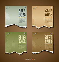 Vintage Label Ripped paper for business design set vector image