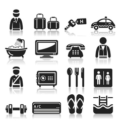 Hotel black icons set vector image