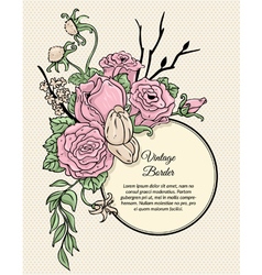 Vintage round border bouquet of flowers vector image