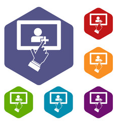 Touch screen tablet click icons set Touch screen tablet click icons set vector image