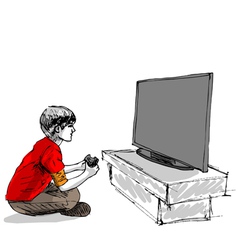 Boy playing computer game vector image