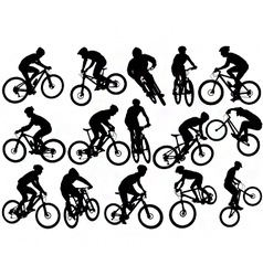 Mountain biker silhouettes vector image