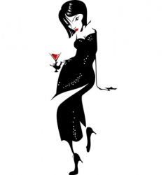 Girl with wine glass vector image