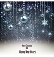 Elegant christmas background with blue baubles and vector image