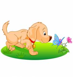 Playing puppy vector image