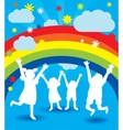 Happy kid silhouettes vector image