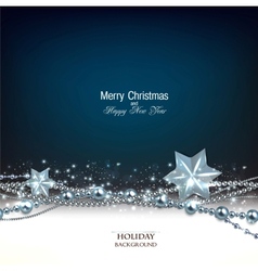 Elegant christmas background with blue garland and vector image