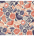 Seamless pattern with birds and floral elements vector image