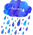 Watercolor painted autumn rain with cloud vector image