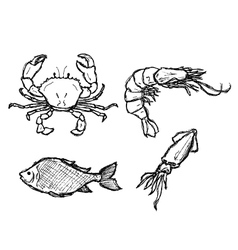 Scribble series - seafood vector image