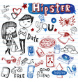 Hipsters doodle set vector image