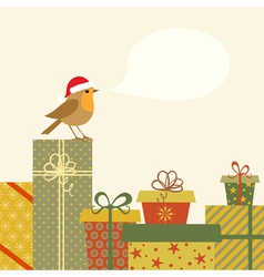 Gifts and Robin vector image