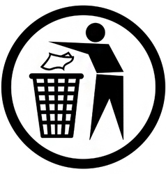 Put rubbish in the bin sign vector image