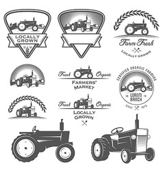 Set of retro farm fresh labels and design elements vector image