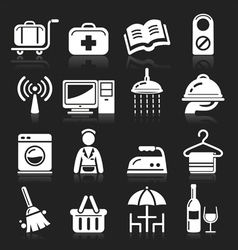 Hotel white icons set vector image