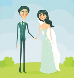Cartoon bride and groom vector image