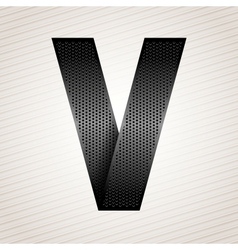 Letter metal ribbon - V vector image