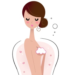 Beautiful young woman relaxing in bath tub vector image