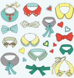 Fashion collar and bow tie set vector image